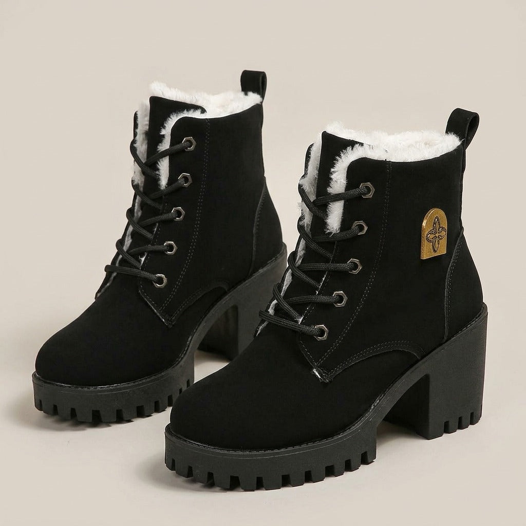 tabitha-faux-fur-lined-lace-up-combat-boots-women-s-black-suede-look-block-heel-ankle-boots 1