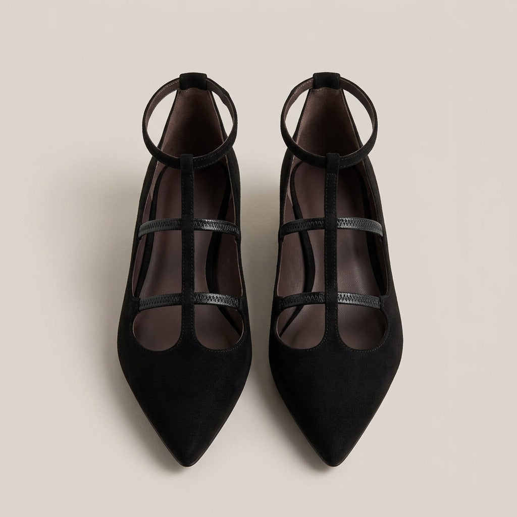 thalia-strappy-caged-pointed-toe-flats-women-s-black-suede-look-ankle-strap-flats 3