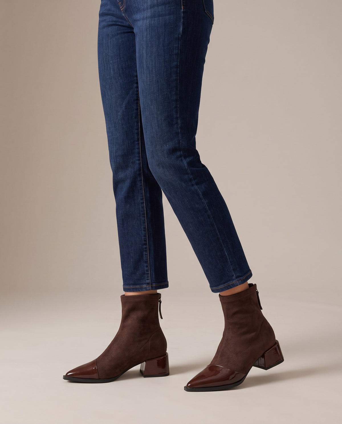 thora-patent-toe-cap-sock-ankle-boots-women-s-brown-suede-look-pointed-toe-block-heel-booties 5