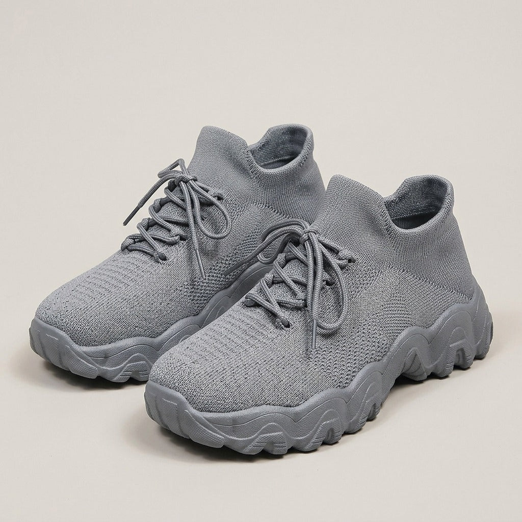 una-knit-sock-sneakers-women-s-grey-lace-up-chunky-sole-trainers 1