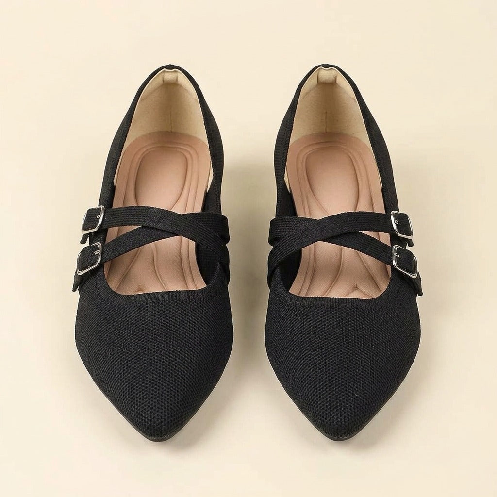 vada-pointed-toe-double-strap-mary-jane-shoes-women-s-black-knit-low-wedge-crossed-buckle-mary-janes 3