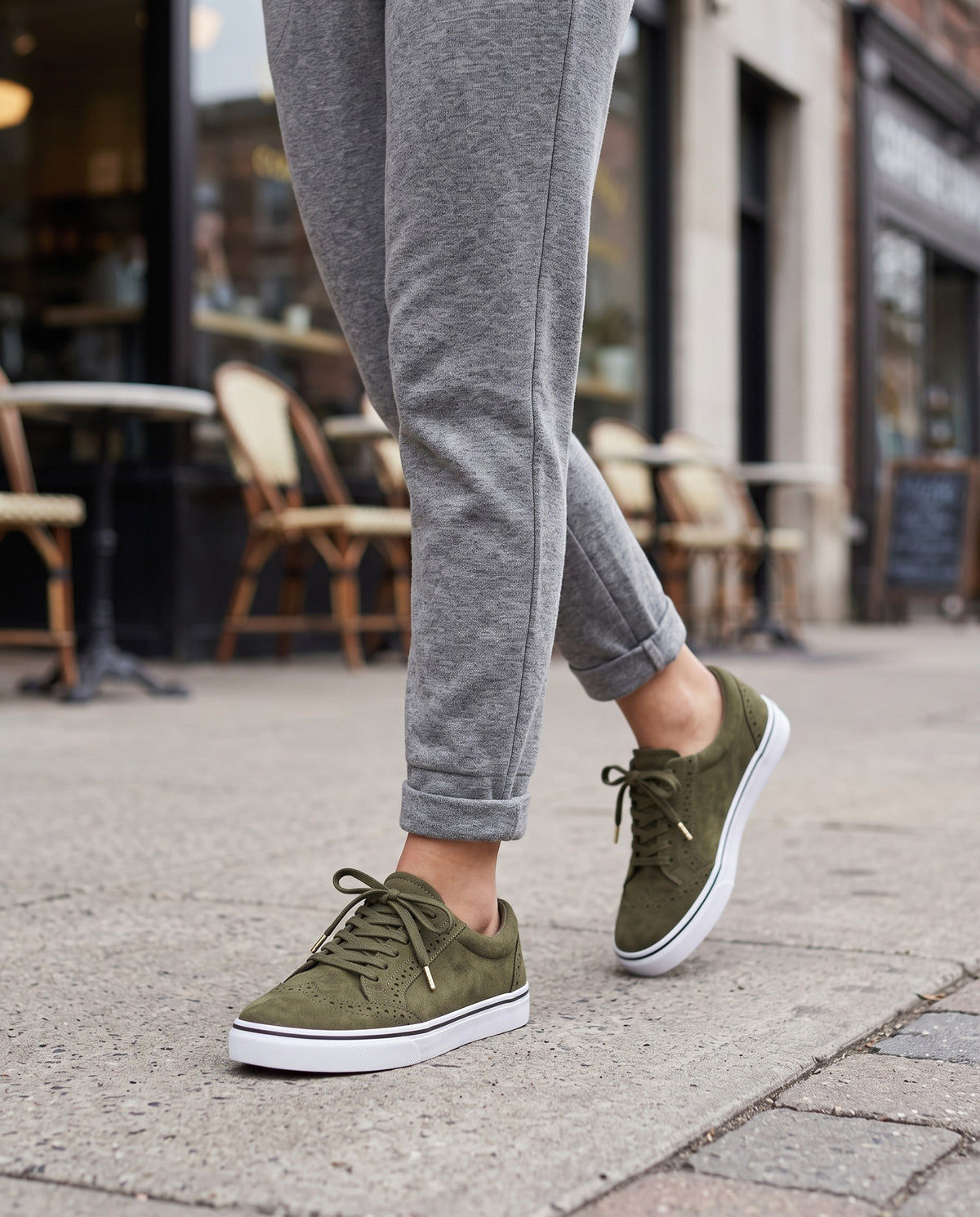 willow-brogue-lace-up-suede-look-sneakers-women-s-olive-green-low-top-casual-sneakers 6