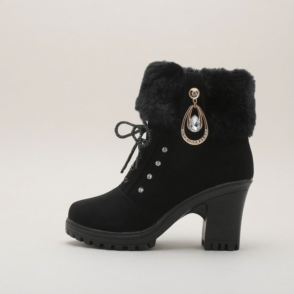 winona-faux-fur-cuff-lace-up-heeled-ankle-boots-women-s-black-block-heel-boots-with-rhinestone-charm 2