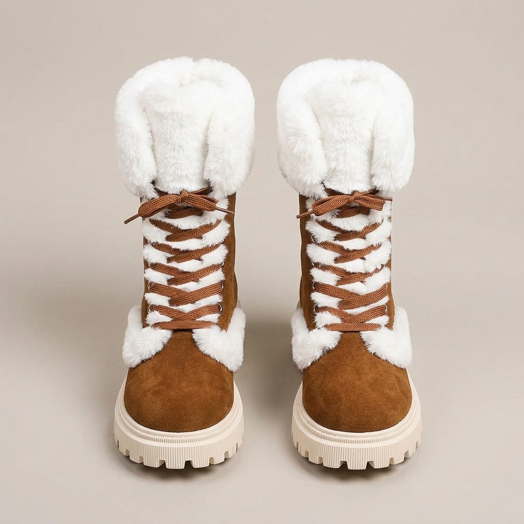 yvonne-lace-up-faux-fur-cuff-snow-boots-women-s-brown-suede-look-lug-sole-winter-boots 3