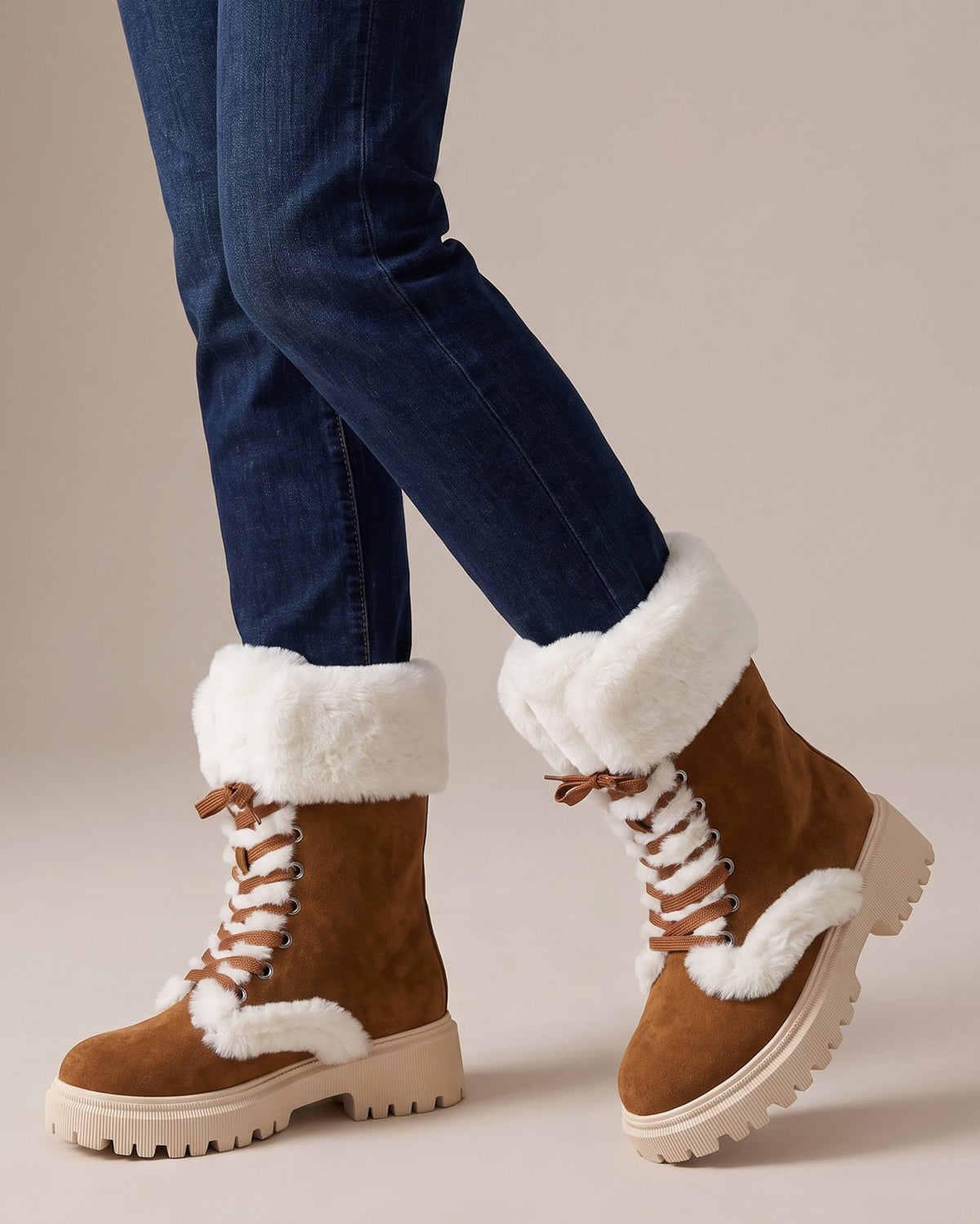 yvonne-lace-up-faux-fur-cuff-snow-boots-women-s-brown-suede-look-lug-sole-winter-boots 5