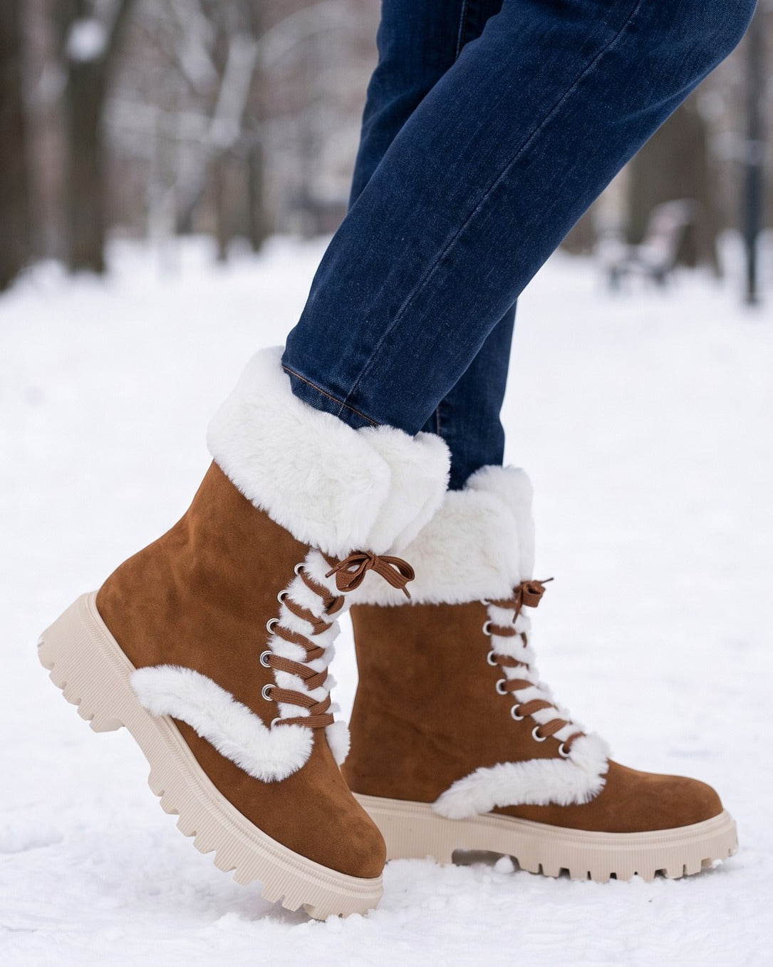 yvonne-lace-up-faux-fur-cuff-snow-boots-women-s-brown-suede-look-lug-sole-winter-boots 6